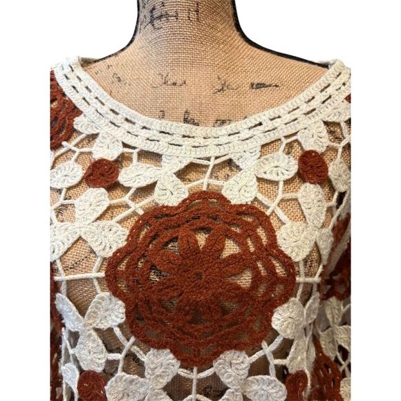 Rebellion  Women's L Multicolor Crochet Pullover Sweater Top - Picture 2 of 11